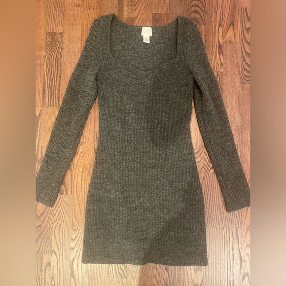 H&M dark grey rib knit dress size S - Picture 3 of 3